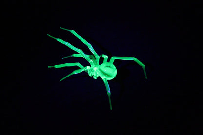 Glowing Uranium Glass Spider Figurine – Handmade UV Reactive Art
