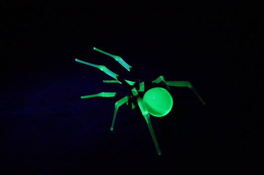 Mystical Uranium Glass Spider – Handmade UV Light Figurine