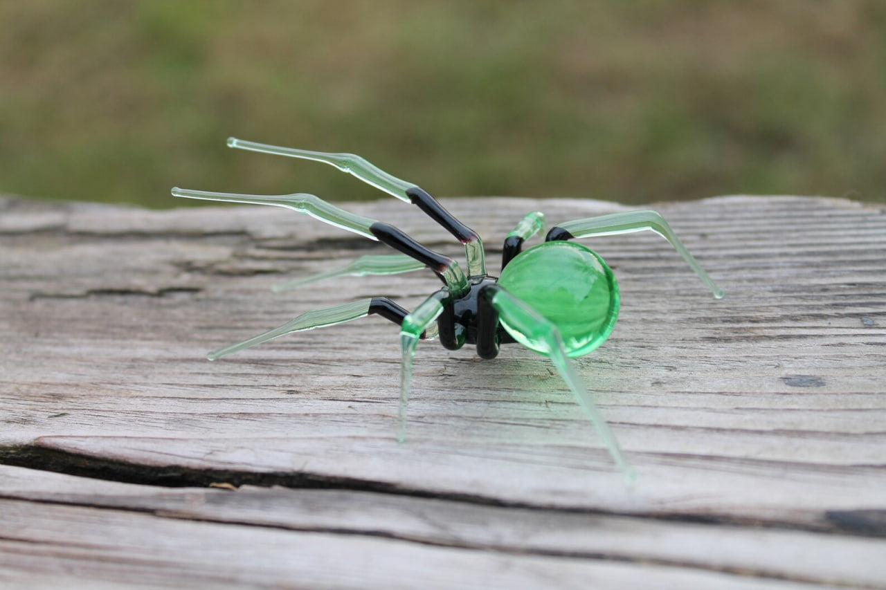 Mystical Uranium Glass Spider – Handmade UV Light Figurine
