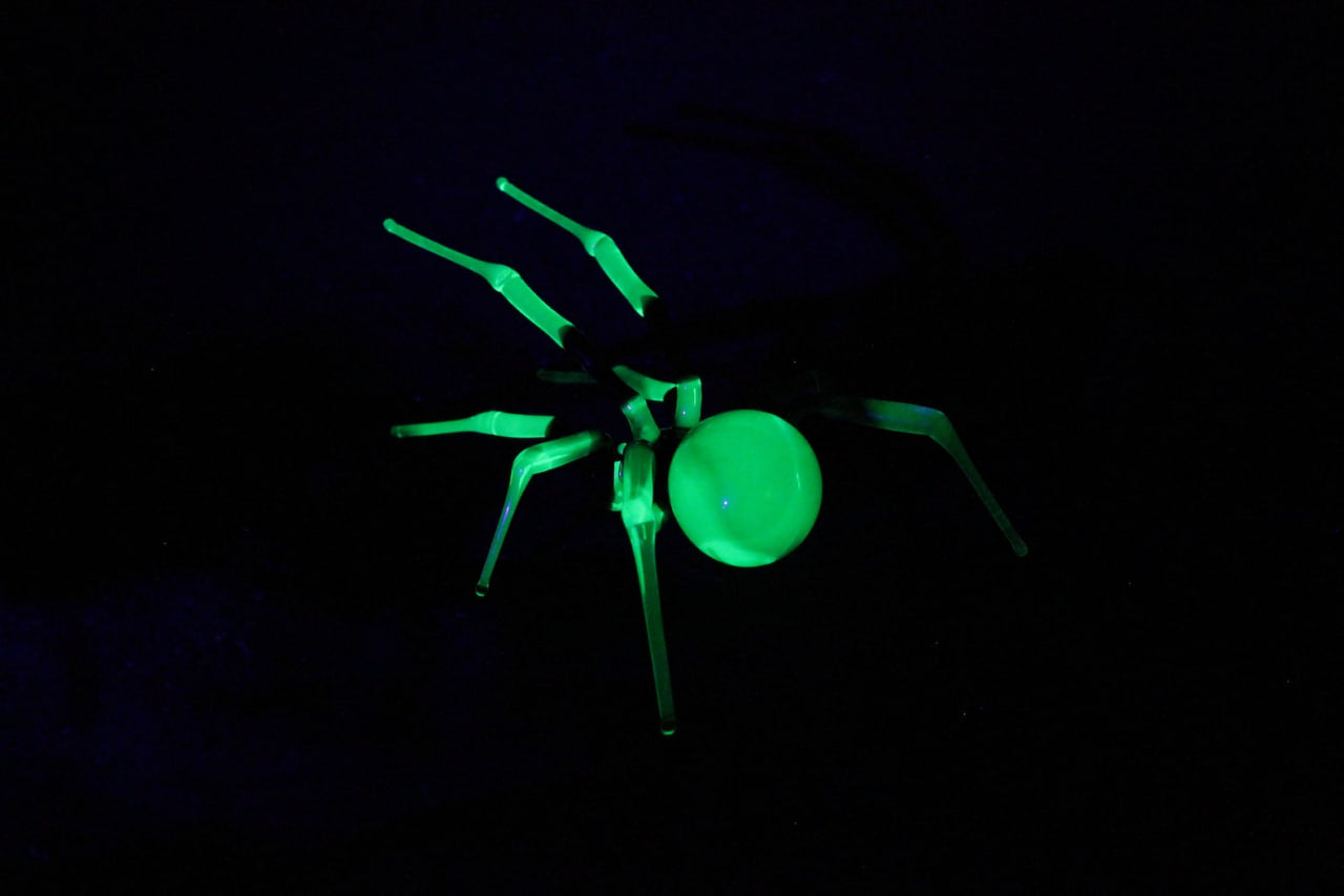 Mystical Uranium Glass Spider – Handmade UV Light Figurine
