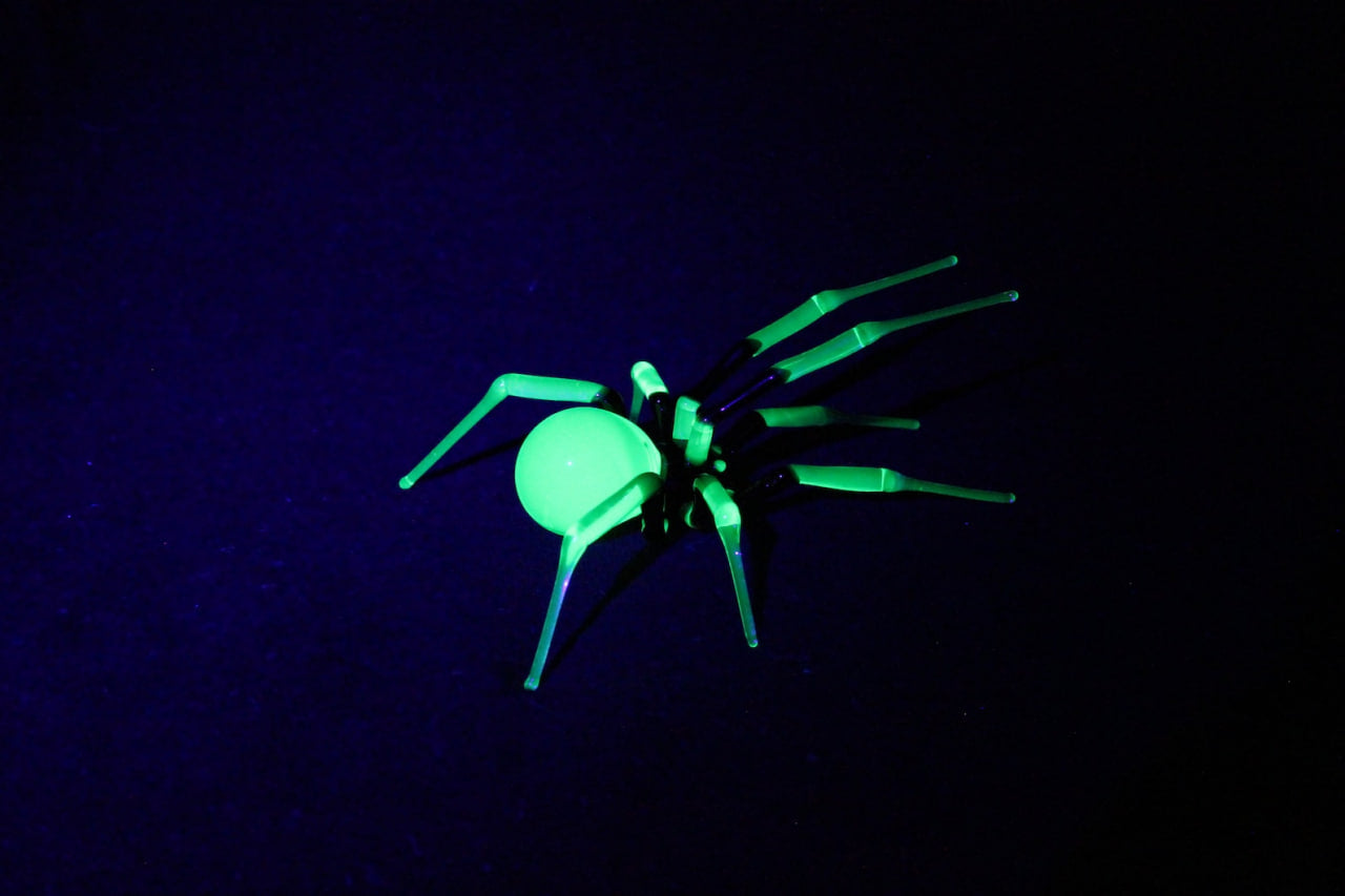 Mystical Uranium Glass Spider – Handmade UV Light Figurine