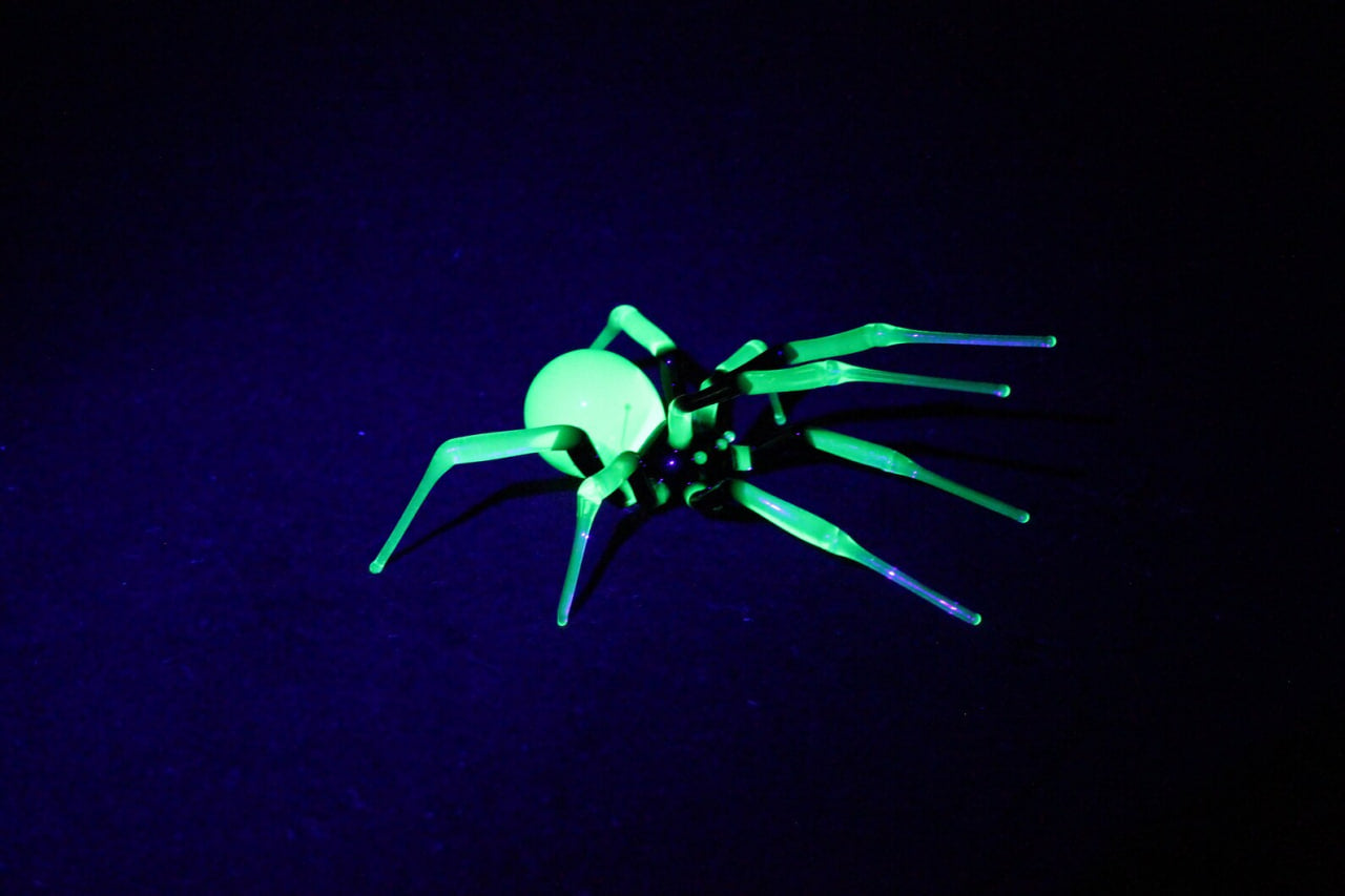 Mystical Uranium Glass Spider – Handmade UV Light Figurine