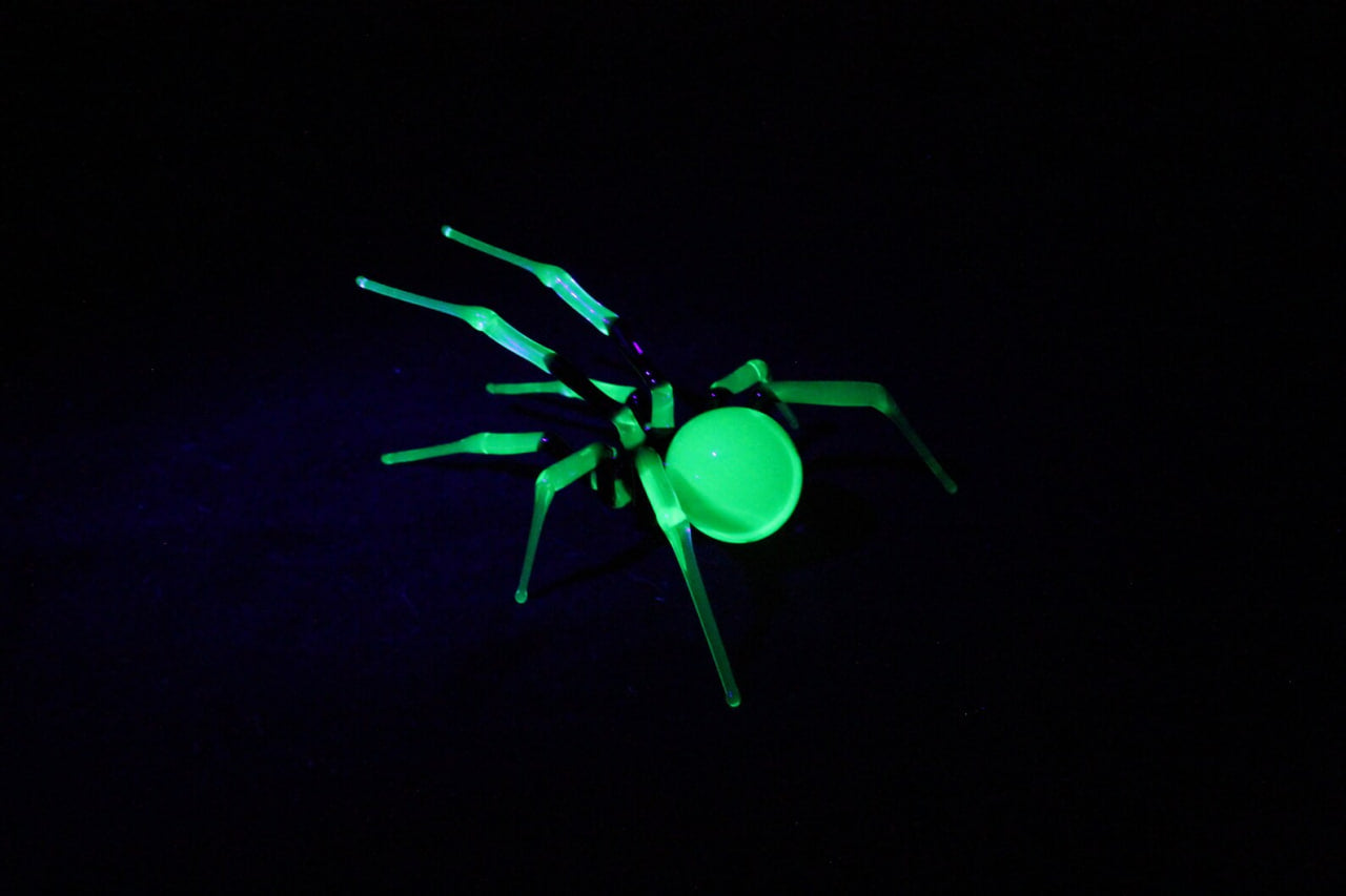 Mystical Uranium Glass Spider – Handmade UV Light Figurine