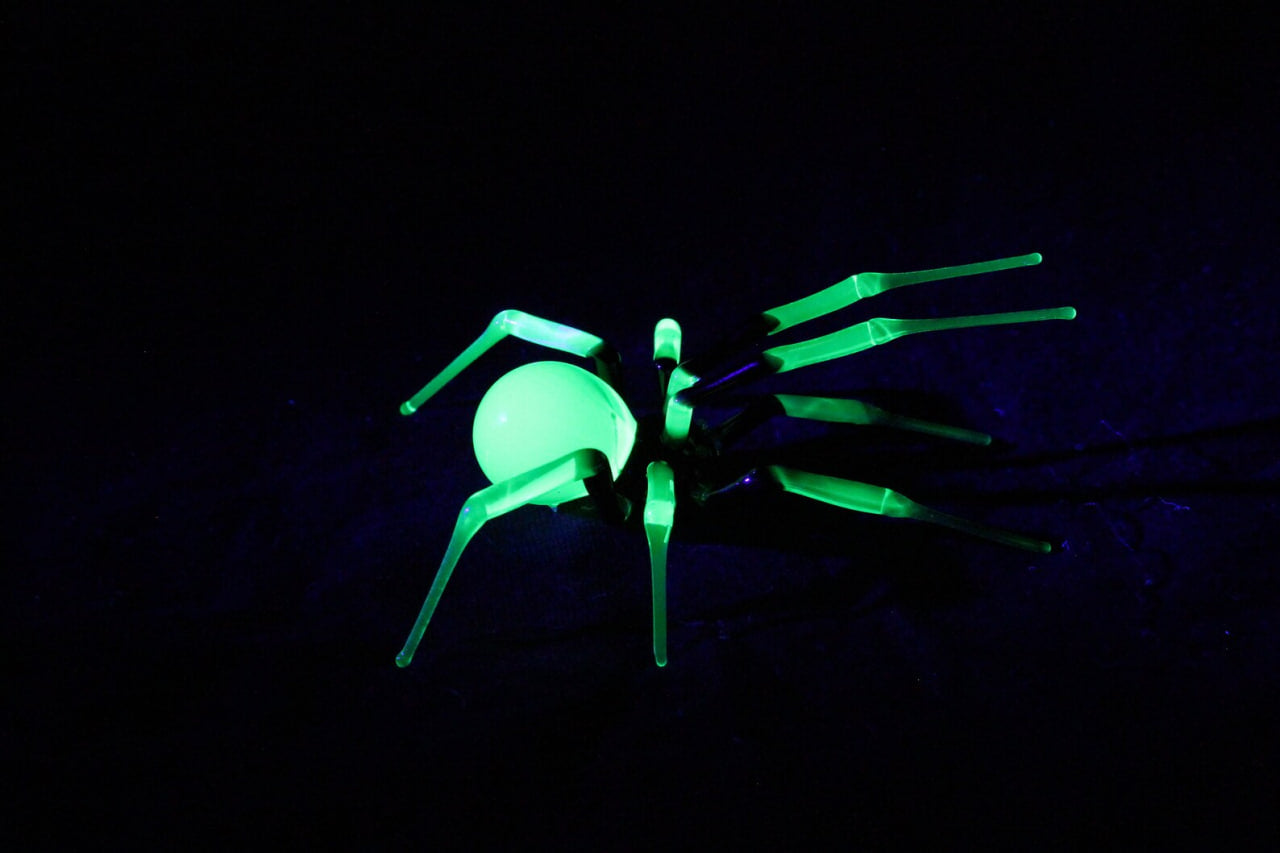 Mystical Uranium Glass Spider – Handmade UV Light Figurine
