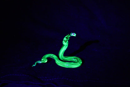 Uranium Glass Cobra Figurine — Glowing Snake Art in Jar