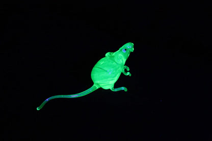 Lampwork Uranium Glass Rat | Glows Under UV | Unique Mouse Sculpture
