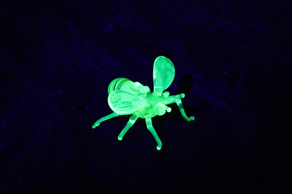 Glowing Uranium Glass Bee Figurine – Miniature Handmade Insect