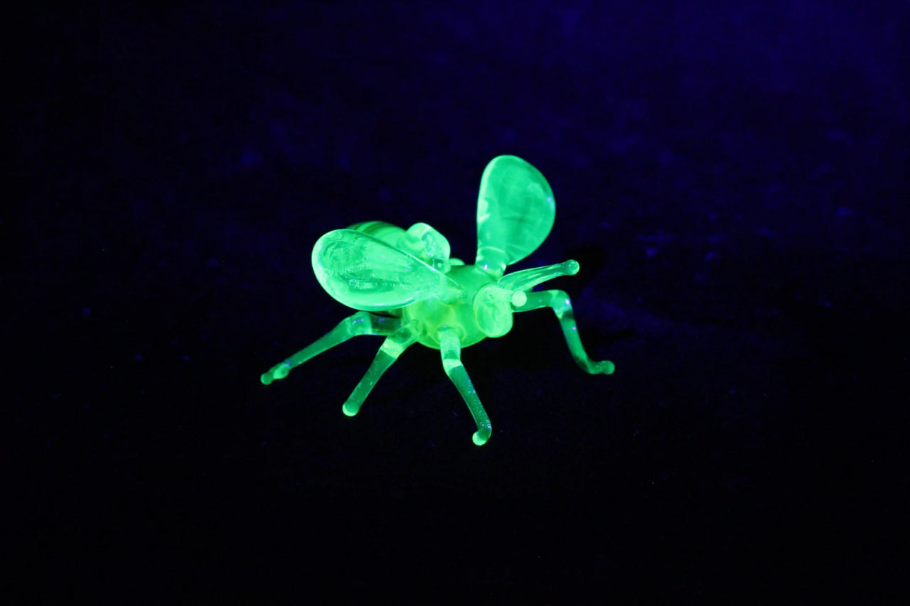 Glowing Uranium Glass Bee Figurine – Miniature Handmade Insect