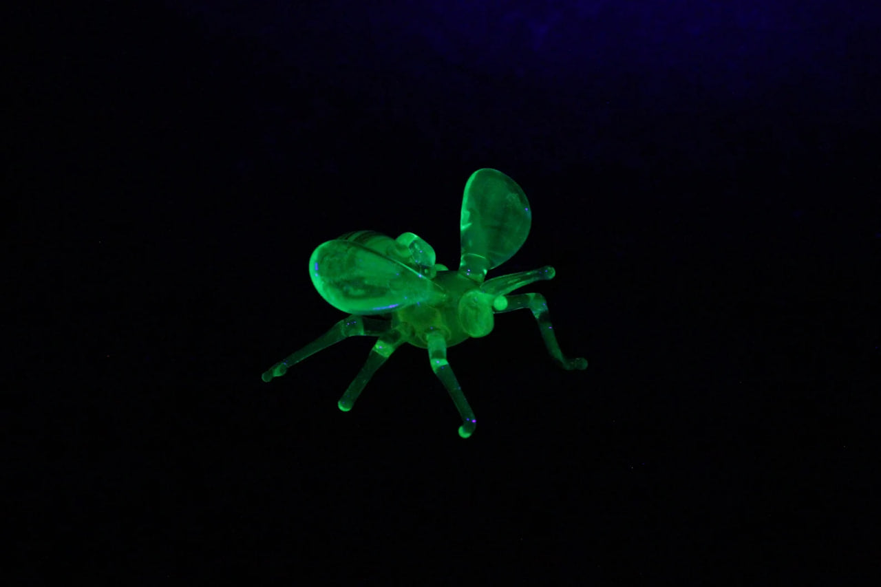 Glowing Uranium Glass Bee Figurine – Miniature Handmade Insect