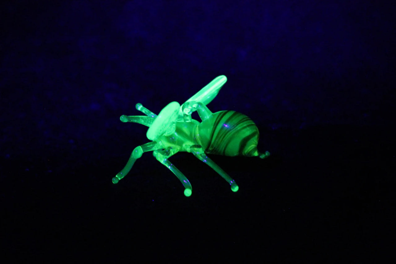 Glowing Uranium Glass Bee Figurine – Miniature Handmade Insect