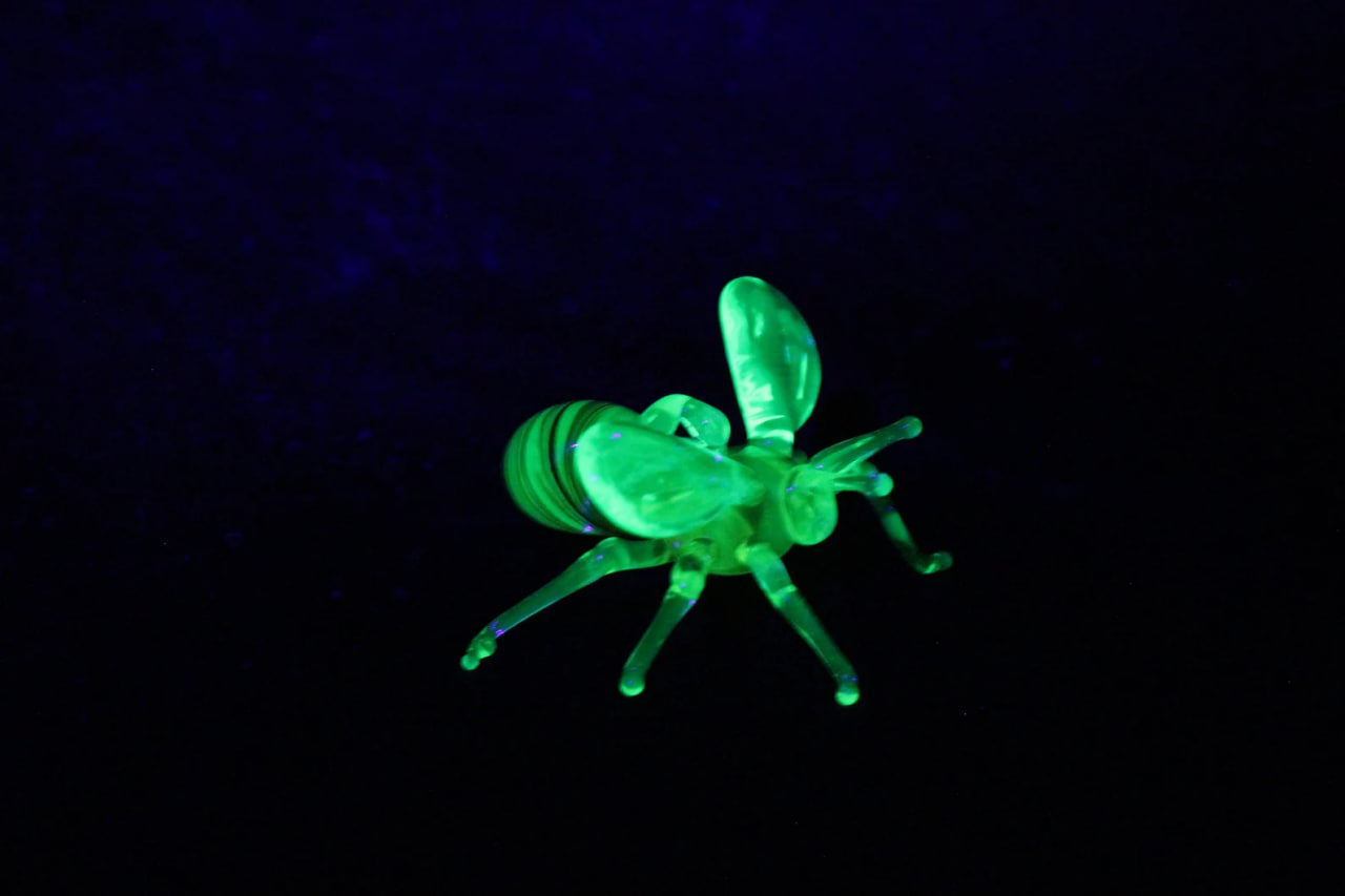 Glowing Uranium Glass Bee Figurine – Miniature Handmade Insect