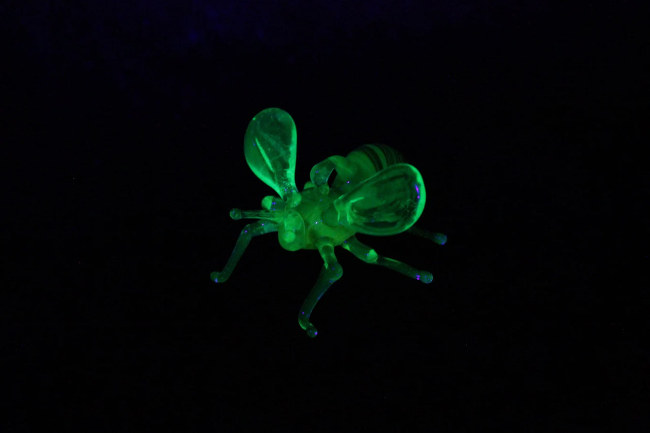 Glowing Uranium Glass Bee Figurine – Miniature Handmade Insect