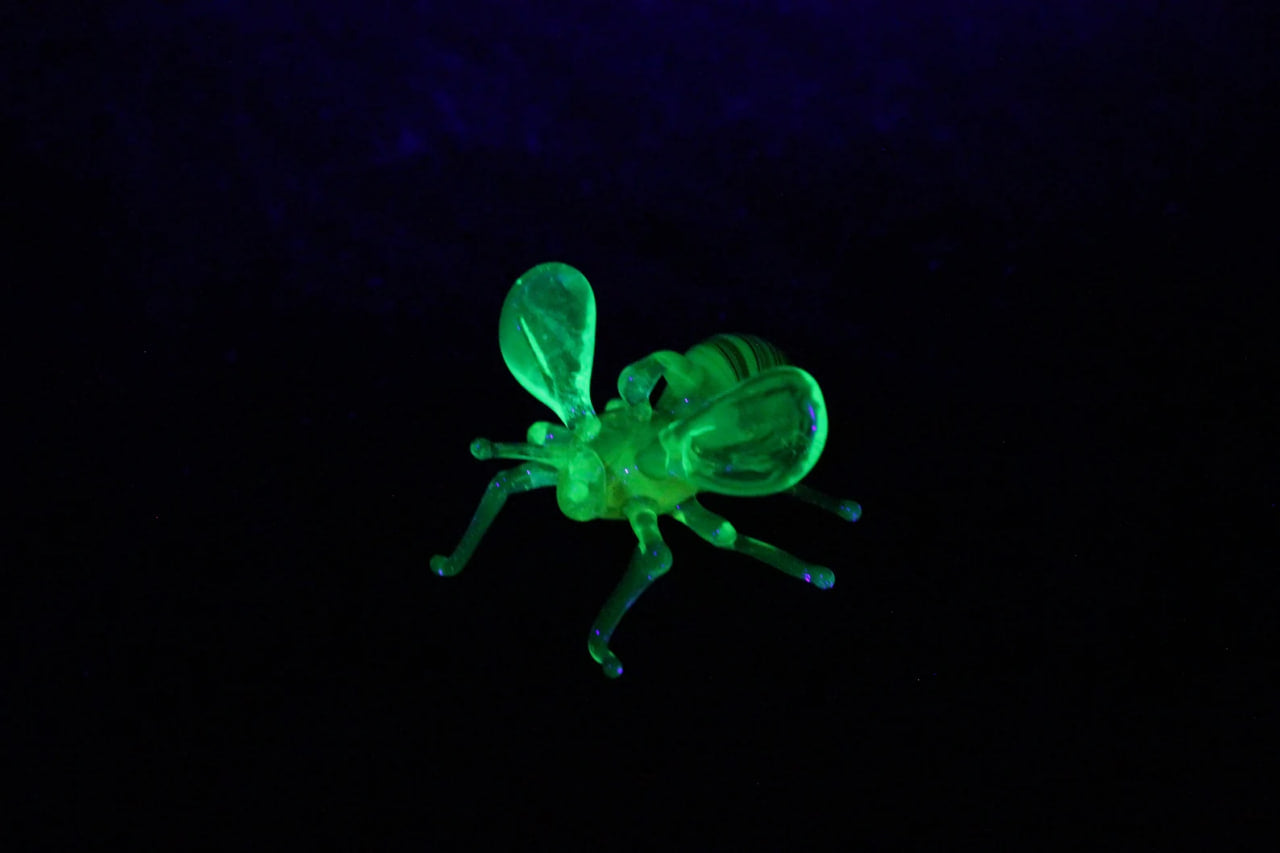 Glowing Uranium Glass Bee Figurine – Miniature Handmade Insect