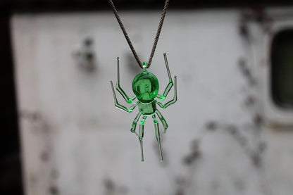 Fantasy Spider Pendant – Luminous Uranium Glass Jewelry