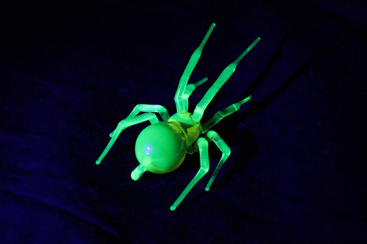 Glowing Uranium Glass Spider Pendant – Handmade UV Necklace