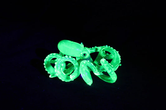 Glowing Uranium Glass Octopus – Handmade Fantasy Sea Creature
