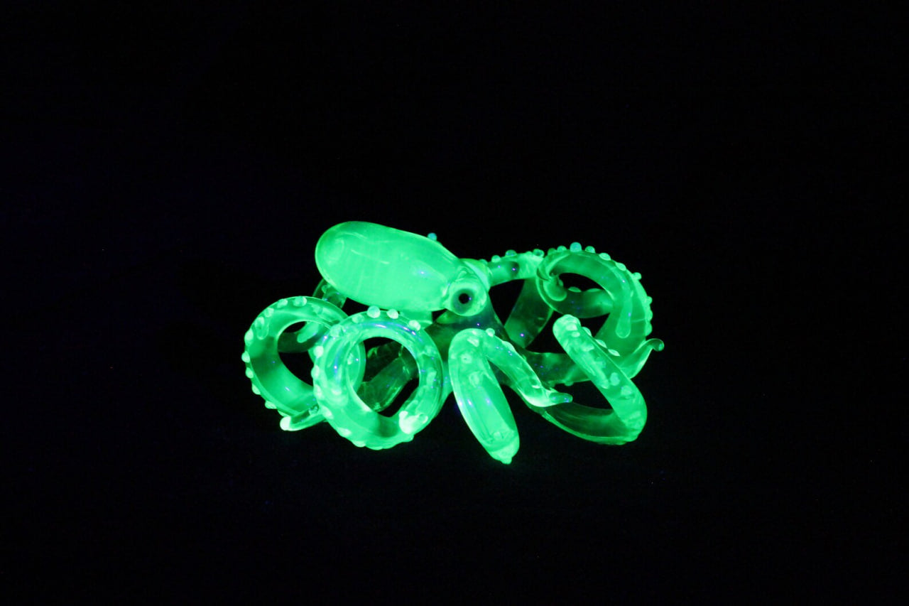 Glowing Uranium Glass Octopus – Handmade Fantasy Sea Creature