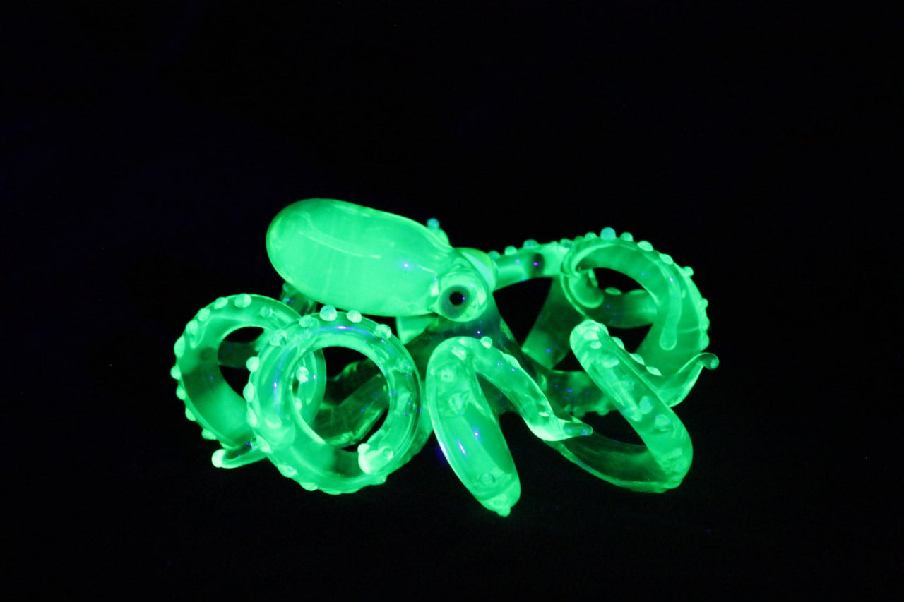 Glowing Uranium Glass Octopus – Handmade Fantasy Sea Creature