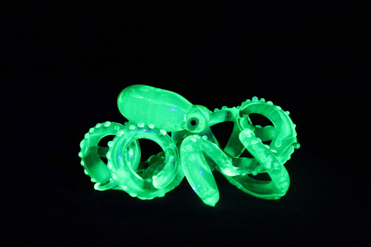 Glowing Uranium Glass Octopus – Handmade Fantasy Sea Creature