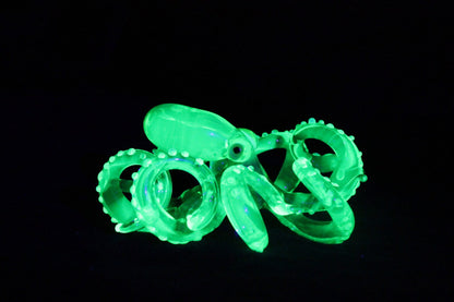 Glowing Uranium Glass Octopus – Handmade Fantasy Sea Creature