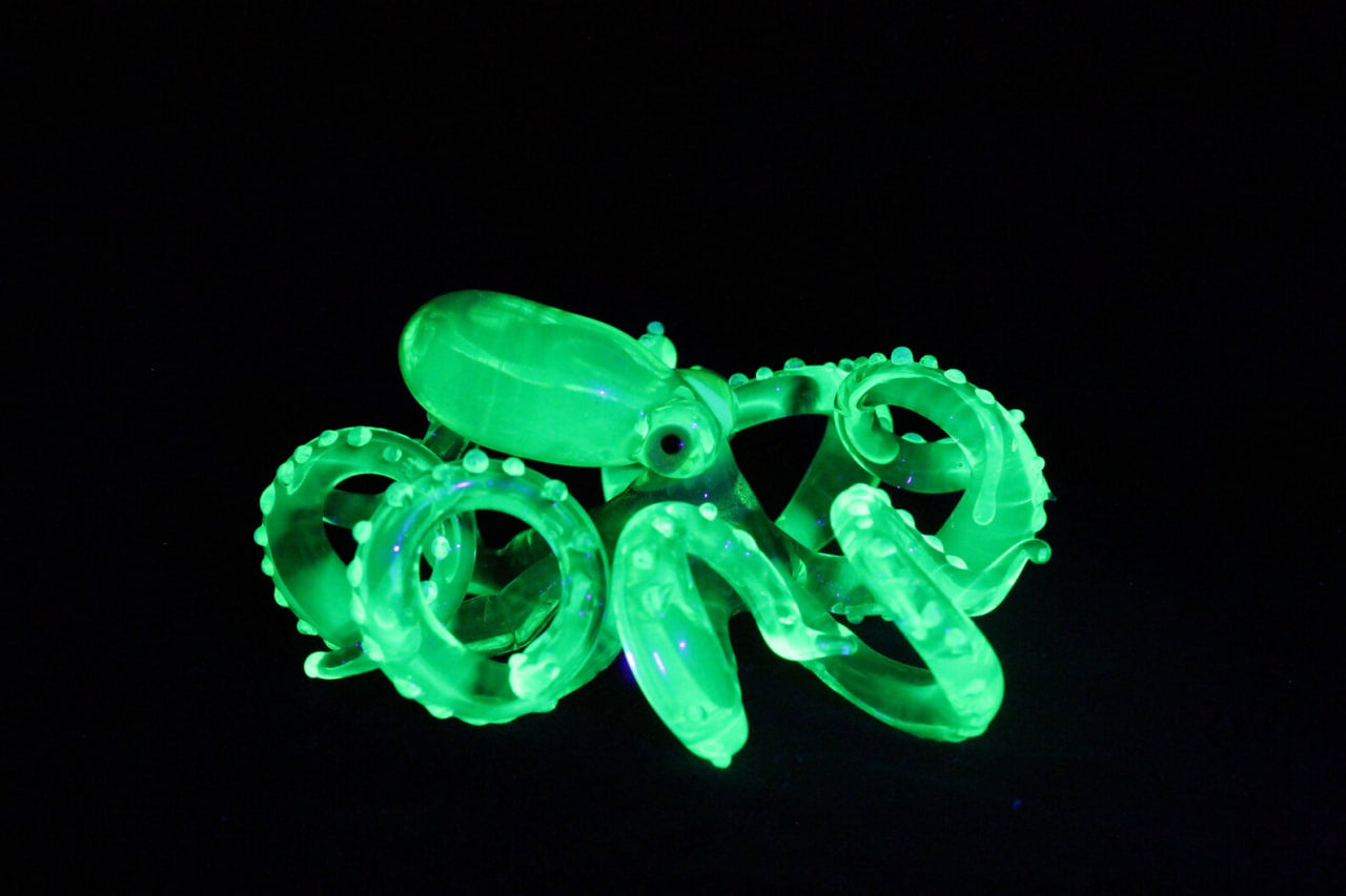 Glowing Uranium Glass Octopus – Handmade Fantasy Sea Creature