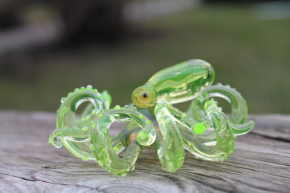 Glowing Uranium Glass Octopus – Handmade Fantasy Sea Creature