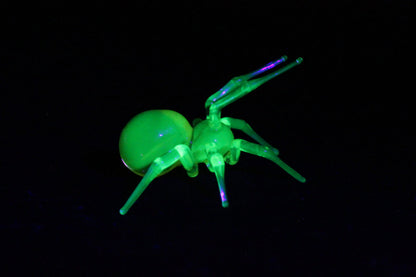 Tiny Glowing Spider Figurine – Uranium Glass Miniature Art