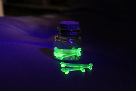 Mini Glow-in-the-Dark Bones in Jar – Uranium Glass Curiosity
