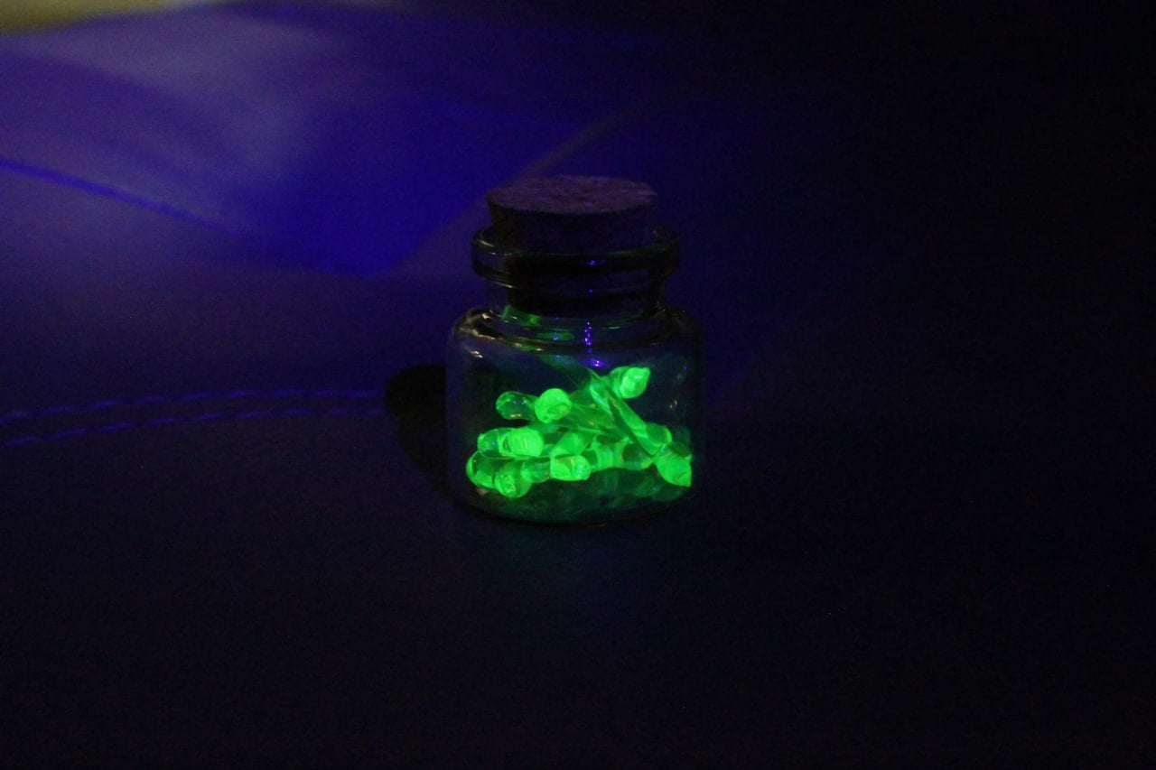 Mini Glow-in-the-Dark Bones in Jar – Uranium Glass Curiosity