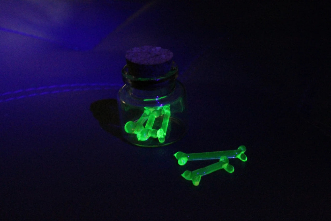 Mini Glow-in-the-Dark Bones in Jar – Uranium Glass Curiosity