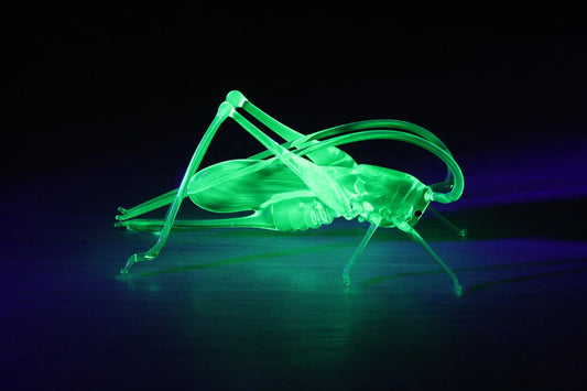 Uranium Glass Grasshopper Figurine – Glowing Handmade Insect Sculpture