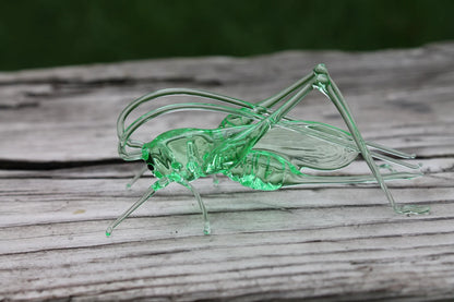 Uranium Glass Grasshopper Figurine – Glowing Handmade Insect Sculpture