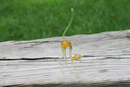 Miniature Uranium Glass Cat - Unique UV Reactive Figurine