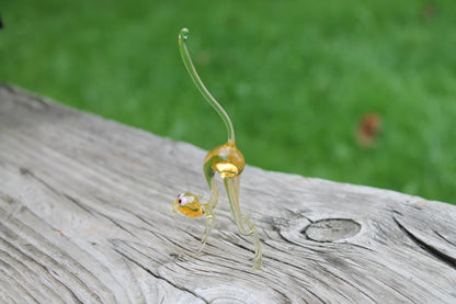 Miniature Uranium Glass Cat - Unique UV Reactive Figurine