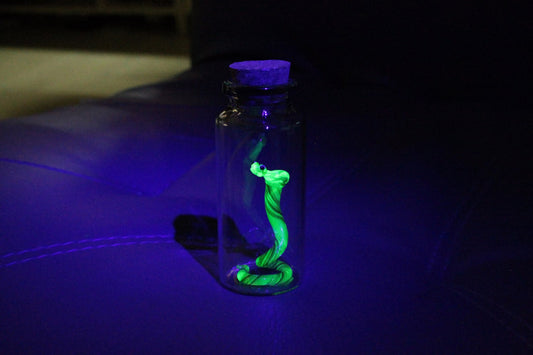 Uranium Glass Snake in Jar Glowing Snake Figurine Miniature Terrarium Art