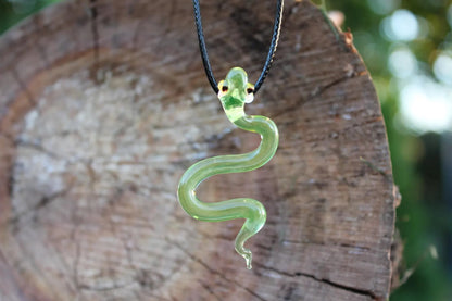 Glowing Snake Pendant – Uranium Glass Necklace for UV Light