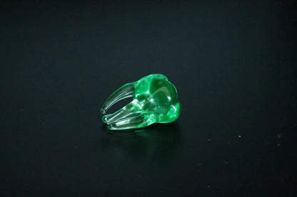 Green Uranium Glass Tooth Figurine UV Reactive Mini Glass Tooth Glow Under Black Light Handmade Dental Gift Tiny Glass Sculpture