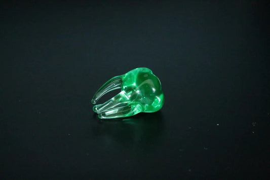 Green Uranium Glass Tooth Figurine UV Reactive Mini Glass Tooth Glow Under Black Light Handmade Dental Gift Tiny Glass Sculpture