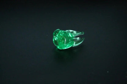 Green Uranium Glass Tooth Figurine UV Reactive Mini Glass Tooth Glow Under Black Light Handmade Dental Gift Tiny Glass Sculpture