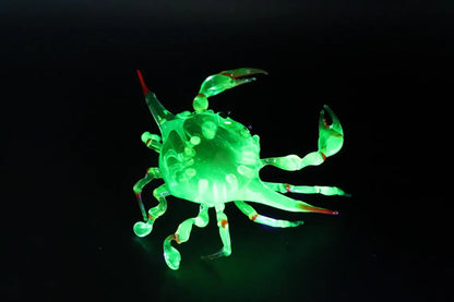 Uranium Glass Crab Figurine Maryland Blue Crab Miniature UV Reactive Glass Ocean Animal Coastal Decor Handmade