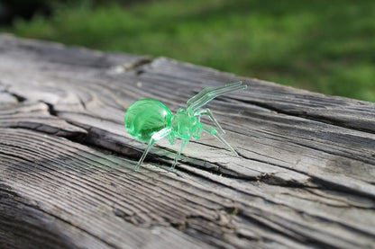 Greem Uranium Glass Spider Uranium Glass Figurine Spider Glass UV Spider Glass Figurine