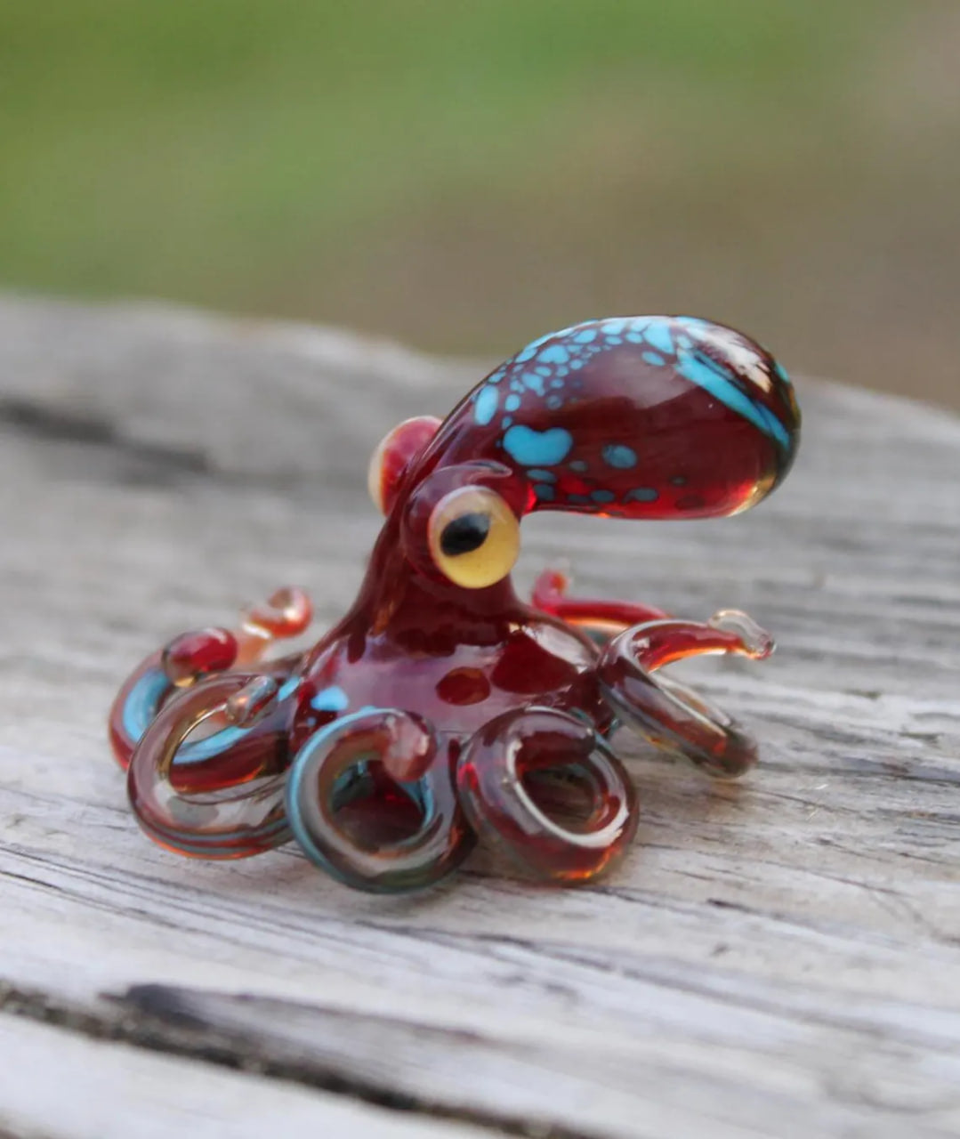 Deep Red Blue Blown Glass Orange and Blue Octopus glass figurine Octopus Glass Ocean Octopus Kraken Glass Octopus Figurine