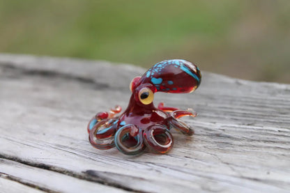 Deep Red Blue Blown Glass Orange and Blue Octopus glass figurine Octopus Glass Ocean Octopus Kraken Glass Octopus Figurine