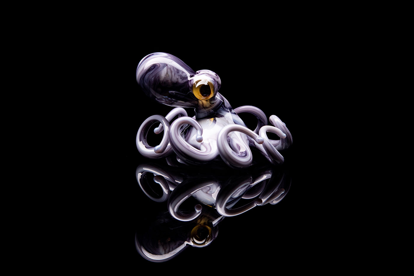 White-Purple Blown Glass Octopus glass figurine mini