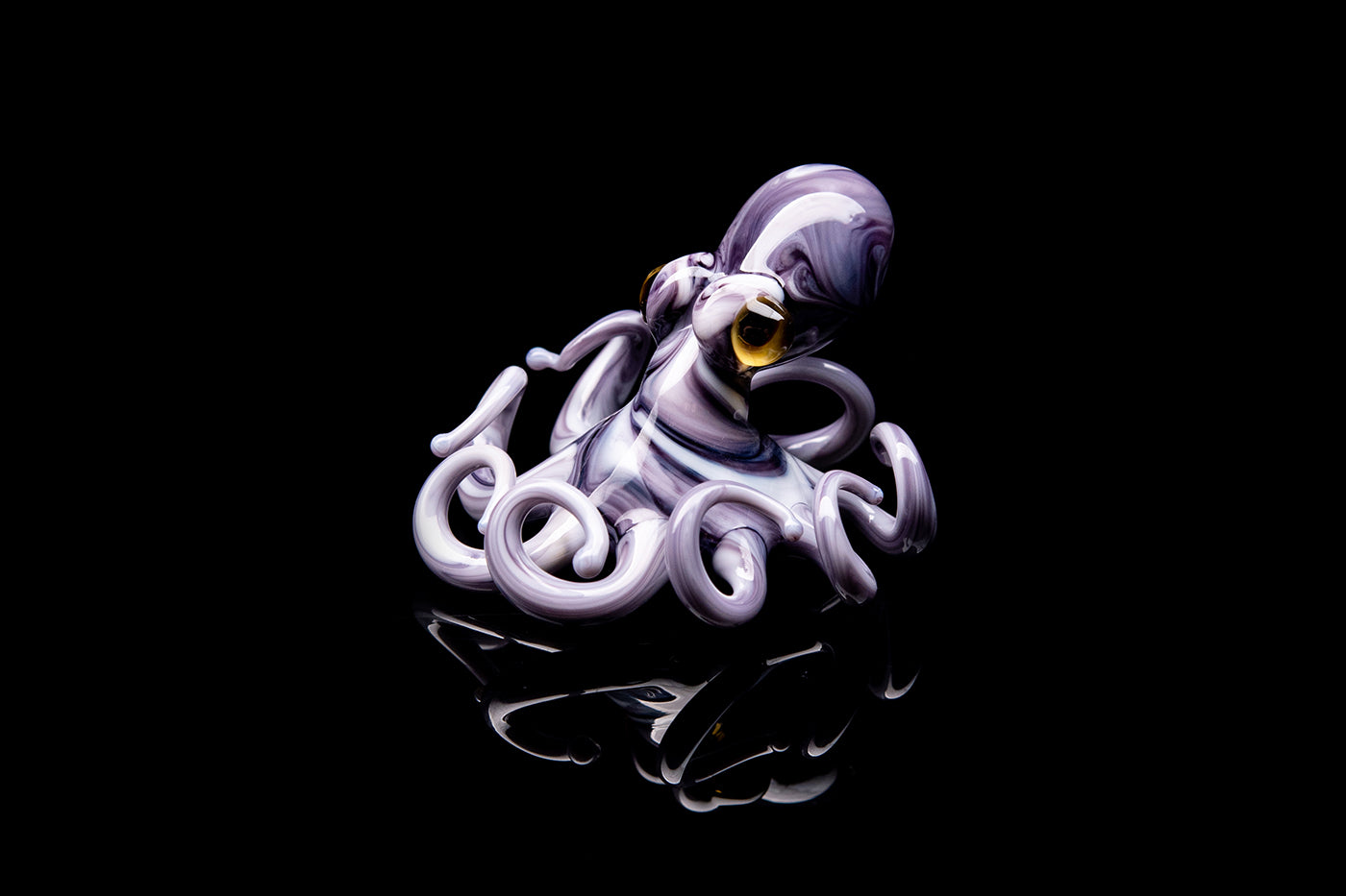 White-Purple Blown Glass Octopus glass figurine mini
