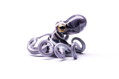 White-Purple Blown Glass Octopus glass figurine mini