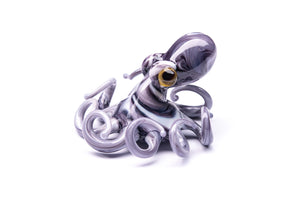 White-Purple Blown Glass Octopus glass figurine mini