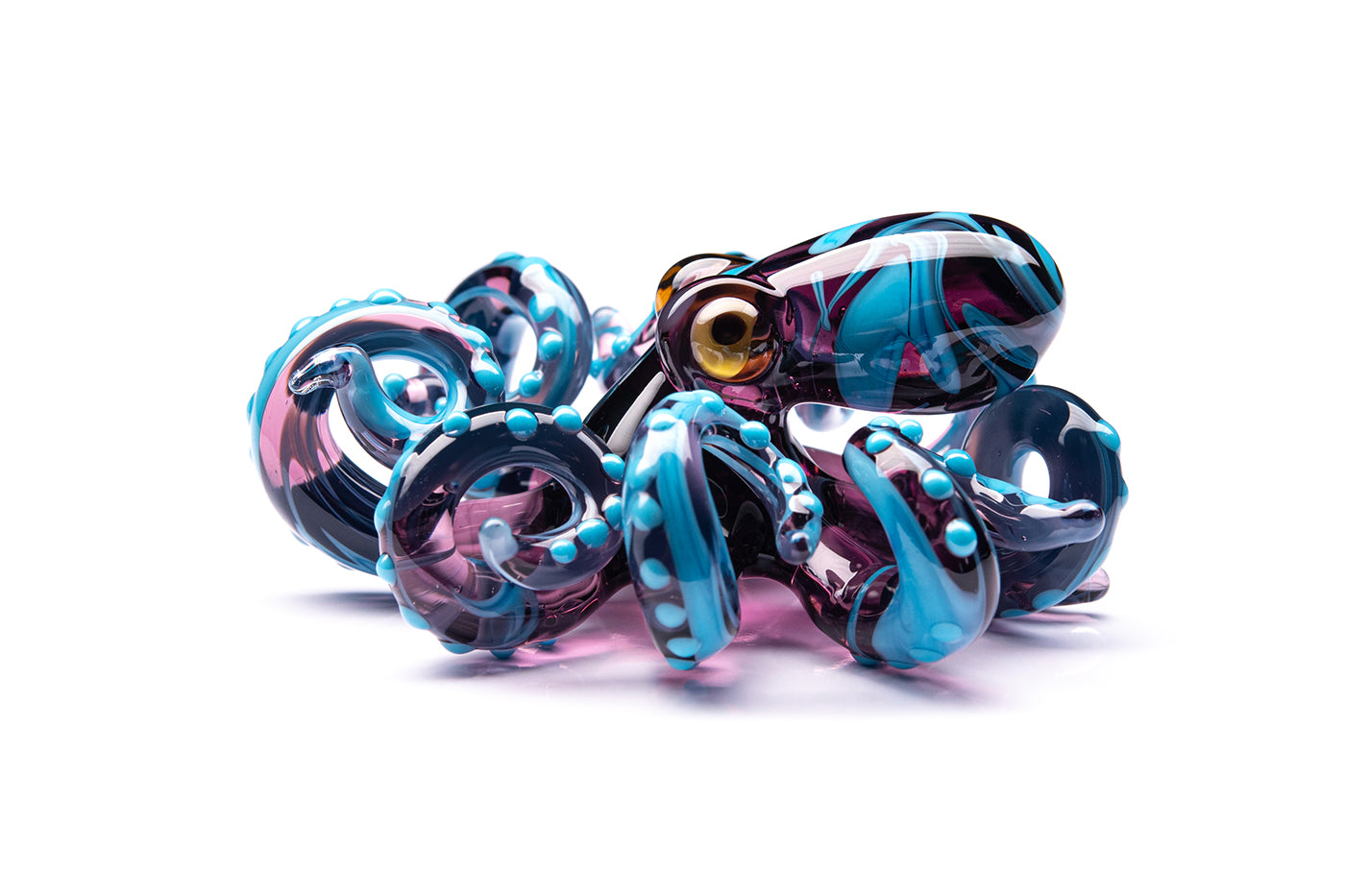 Vibrant Blue And Purple Glass Octopus Figurine - Handcrafted Sculpture