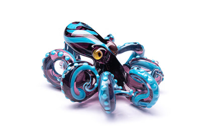 Vibrant Blue And Purple Glass Octopus Figurine - Handcrafted Sculpture