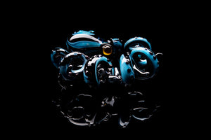 Black-Blue Blown Glass Octopus glass figurine